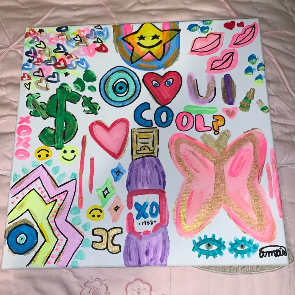 Handmade Trendy Preppy Art Canvas Hand painted